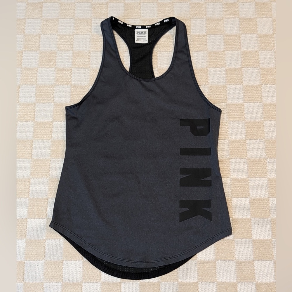 Victoria's Secret PINK Charcoal & Black Mesh Back Tank Top Size XS